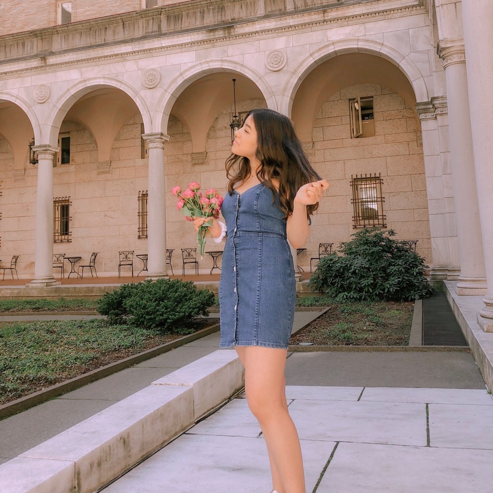 Button up denim dress